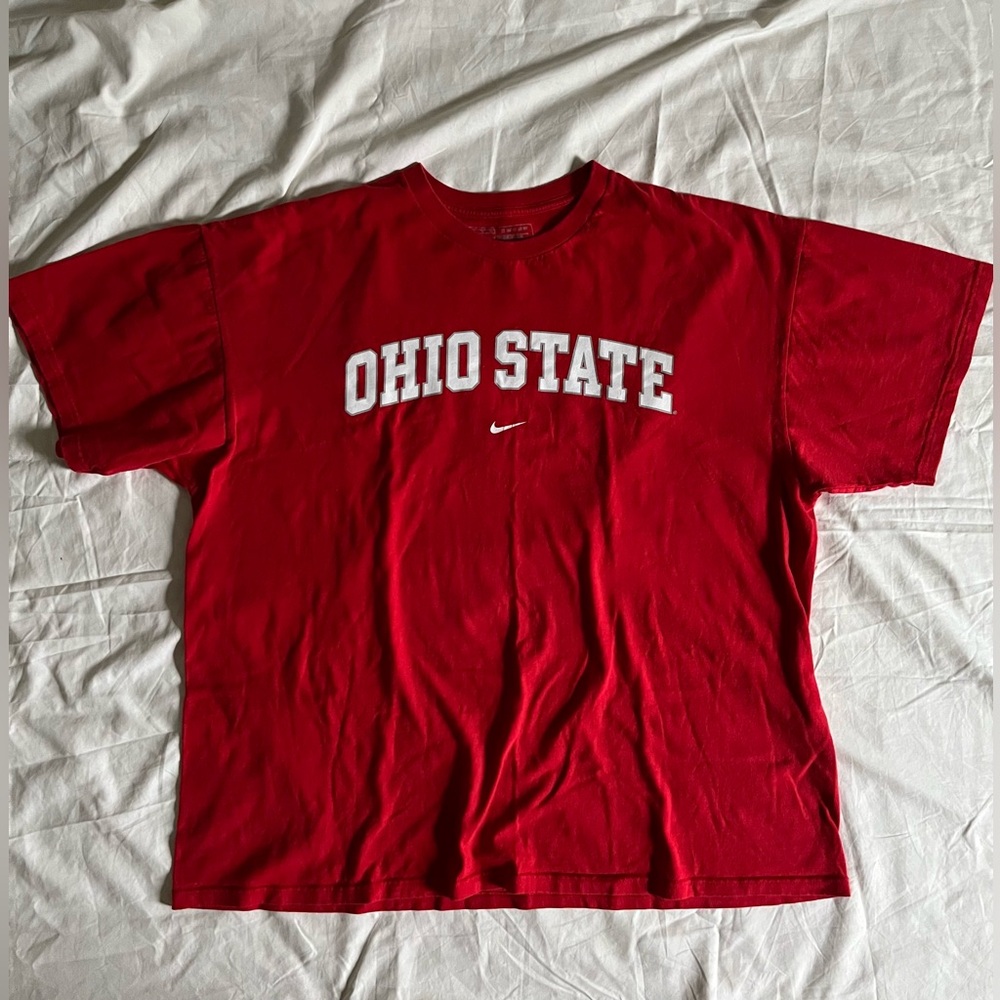 Vintage Y2K Nike Ohio State T-Shirt Men’s XL Red Center Swoosh (Oversized Fit)
